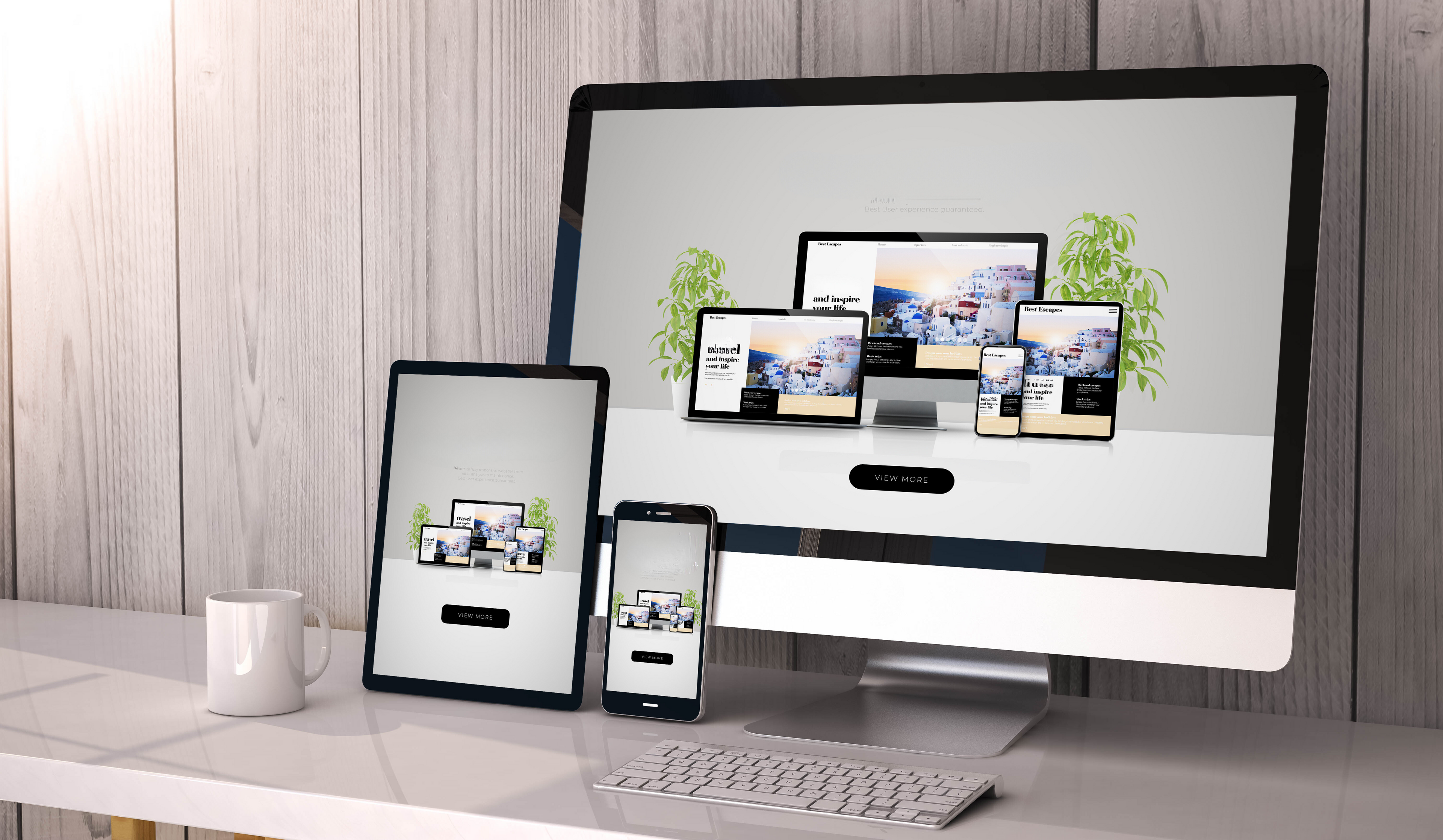 computer tablet phone showing same website